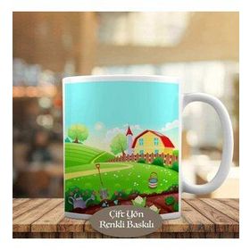 HEDIYELIK-1196-365-1 Bahçeli Ev İllüstrasyon Kupa Bardak