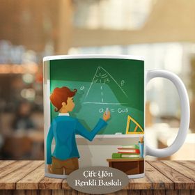 HEDIYELIK-1284-11140 Geometri Öğretmeni İllüstrasyon Kupa Bardak