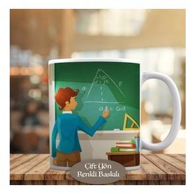 HEDIYELIK-1284-11140 Geometri Öğretmeni İllüstrasyon Kupa Bardak