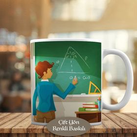 HEDIYELIK-1284-11140 Geometri Öğretmeni İllüstrasyon Kupa Bardak