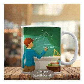 HEDIYELIK-1284-11140 Geometri Öğretmeni İllüstrasyon Kupa Bardak