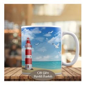 HEDIYELIK-1284-11467 Deniz Feneri İllüstrasyon Kupa Bardak