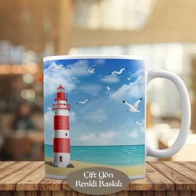 HEDIYELIK-1284-11467 Deniz Feneri İllüstrasyon Kupa Bardak