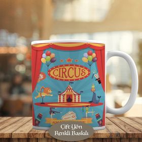 HEDIYELIK-1284-12473 Cirscus Sirk Gösterisi Temalı Kupa Bardak