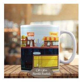 HEDIYELIK-1284-14218 Işıklı Cafe Görüntüsü Kupa Bardak