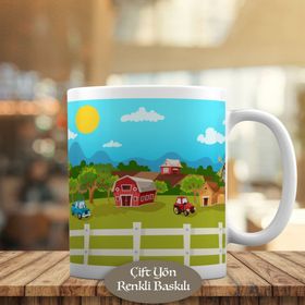 HEDIYELIK-1284-6331 Güneşli Hava ve Hayvan Çiftliği Kupa Bardak