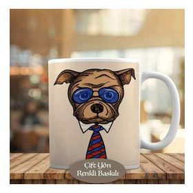 HEDIYELIK-1284-7848 Gözlüklü Gömlekli Köpek Kupa Bardak