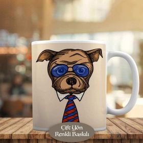 HEDIYELIK-1284-7848 Gözlüklü Gömlekli Köpek Kupa Bardak