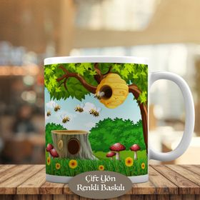 HEDIYELIK-1308-21487 Bahçede Arılar ve Kovanları Kupa Bardak