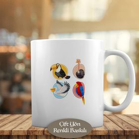 HEDIYELIK-1308-23562 Farklı Kuş Türleri Kupa Bardak