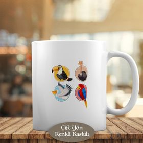 HEDIYELIK-1308-23562 Farklı Kuş Türleri Kupa Bardak