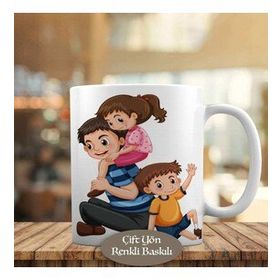 HEDIYELIK-1308-3279 Baba ve Çocukları Kupa Bardak