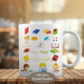 HEDIYELIK-13082942 Kitaplar ve Kitap Okuyan Çocuklar Kupa Bardak