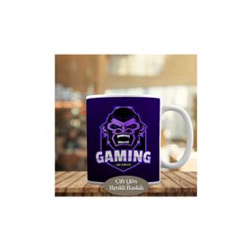 HEDIYELIK-1360 Gaming Yazılı Hırslı Goril Basılı Kupa Bardak