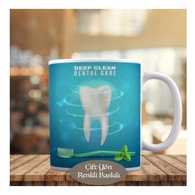 HEDIYELIK-15062 Dental Sağlıklı Temiz Diş Baskılı Kupa Bardak