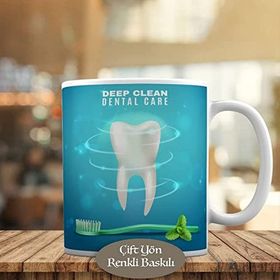 HEDIYELIK-15062 Dental Sağlıklı Temiz Diş Baskılı Kupa Bardak
