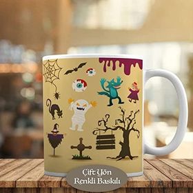 HEDIYELIK-156 Cadılar Bayramı Halloween Canavarlar Kupa Bardak
