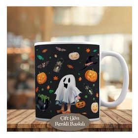 HEDIYELIK-17346 Halloween Balkabağı Komik Hayalet Kupa Bardak