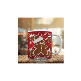 HEDIYELIK-21-811 Desenli Noel Kurabiyeleri Kupa Bardak