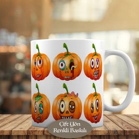 HEDIYELIK-21470 Halloween Komik Suratlı Bal Kabakarı Kupa Bardak
