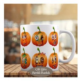 HEDIYELIK-21470 Halloween Komik Suratlı Bal Kabakarı Kupa Bardak