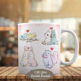 HEDIYELIK-2147744643 Daldaki Kuşlar Sevimli Kedi Köpek Kupa Bardak