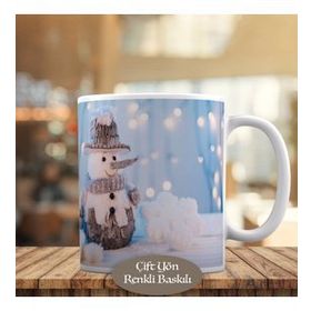 HEDIYELIK-2147957794 Gülümseyen Şapkalı Kardan Adam Kupa Bardak