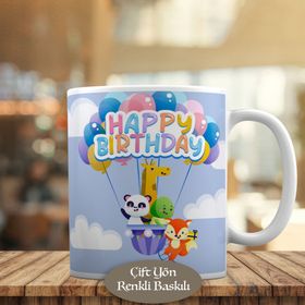 HEDIYELIK-214805 Happy Birthday Yazılı Hayvan Balonu Kupa Bardak