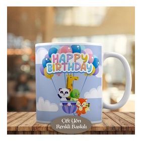 HEDIYELIK-214805 Happy Birthday Yazılı Hayvan Balonu Kupa Bardak