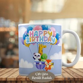 HEDIYELIK-214805 Happy Birthday Yazılı Hayvan Balonu Kupa Bardak