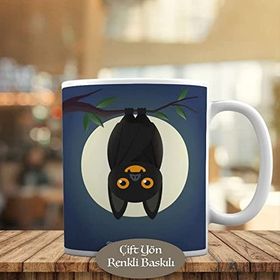 HEDIYELIK-227 Halloween Sevimli Yarasa ve Dolunay Kupa Bardak
