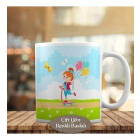 HEDIYELIK-23-2147502477 Balon Tutan Kaykaylı Kız Kupa Bardak