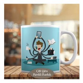 HEDIYELIK-23-2147505928 Ahtapot Çalışan İnsan Kupa Bardak