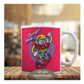 HEDIYELIK-23-2147613459 Burger Shop, Kaykaylı Burger Kupa Bardak