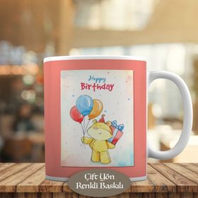 HEDIYELIK 23-2147769052 Ayıcıklı Happy Birthday Kupa Bardak