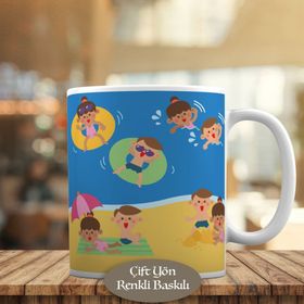 HEDIYELIK-23-2147876187 Denizde Çocuklar İllüstrasyon Kupa Bardak