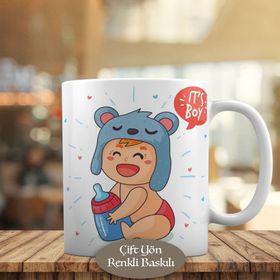HEDIYELIK 23-2147942717 Biberonlu Mutlu Bebek Kupa Bardak