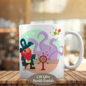 HEDIYELIK-23-2148052674 Gemideki Korsan İllüstrasyon Kupa Bardak