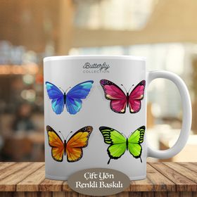 HEDIYELIK-23-2148087548 Desenli Kelebekler Kupa Bardak