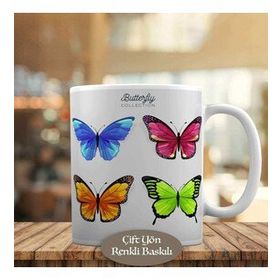 HEDIYELIK-23-2148087548 Desenli Kelebekler Kupa Bardak