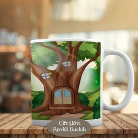 HEDIYELIK-24776 Gün Işığında Ağaç Ev Doğa Manzaralı Kupa Bardak