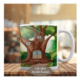 HEDIYELIK-24776 Gün Işığında Ağaç Ev Doğa Manzaralı Kupa Bardak