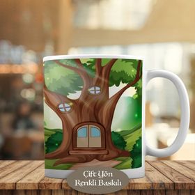 HEDIYELIK-24776 Gün Işığında Ağaç Ev Doğa Manzaralı Kupa Bardak