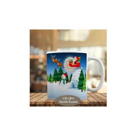 HEDIYELIK-24841 Geyikler ve Noel Baba -Kardan Adam Kupa Bardak