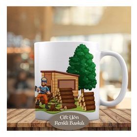 HEDIYELIK-24845 Ağaç Budayan Çalışkan Adam Kupa Bardak