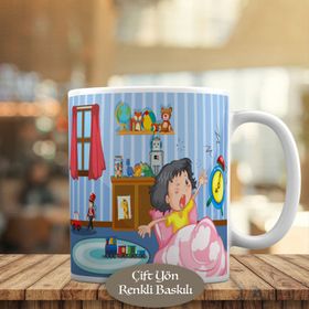 HEDIYELIK-24963 Güne Uyanan Minik Kız Baskılı Kupa Bardak