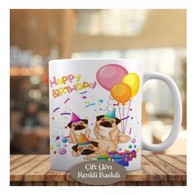 HEDIYELIK-25428 Happy Birthday Partideki Köpekler Kupa Bardak