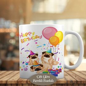 HEDIYELIK-25428 Happy Birthday Partideki Köpekler Kupa Bardak
