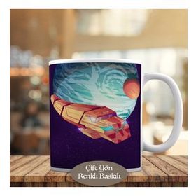 HEDIYELIK-2767 Gezegendeki Uzay Aracı -Galaksi Baskılı Kupa Bardak
