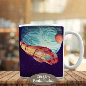 HEDIYELIK-2767 Gezegendeki Uzay Aracı -Galaksi Baskılı Kupa Bardak